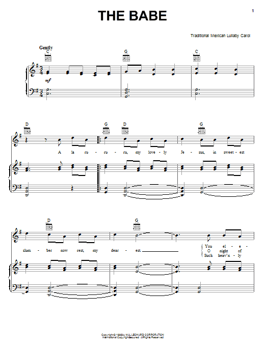 Traditional The Babe sheet music notes and chords arranged for Piano, Vocal & Guitar Chords (Right-Hand Melody)