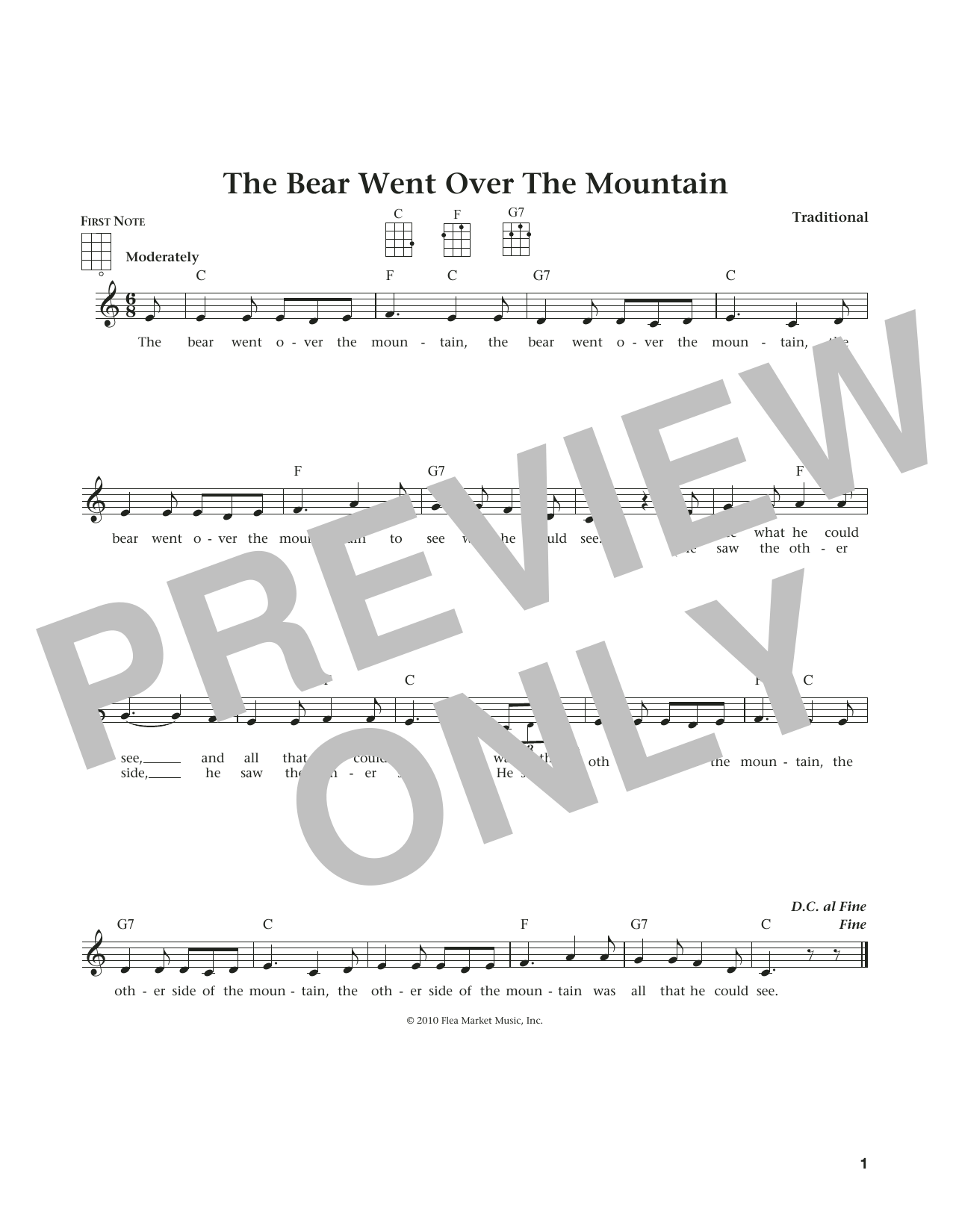 Traditional The Bear Went Over The Mountain (from The Daily Ukulele) (arr. Liz and Jim Beloff) sheet music notes and chords arranged for Ukulele