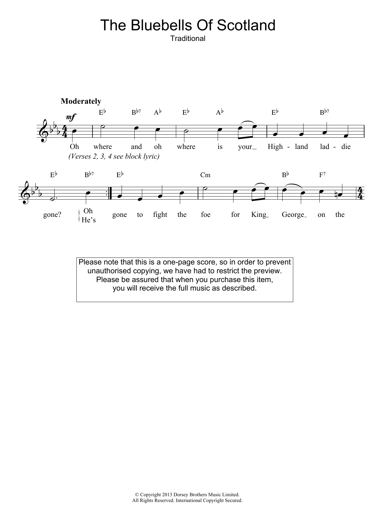Traditional The Bluebells Of Scotland sheet music notes and chords arranged for Easy Piano