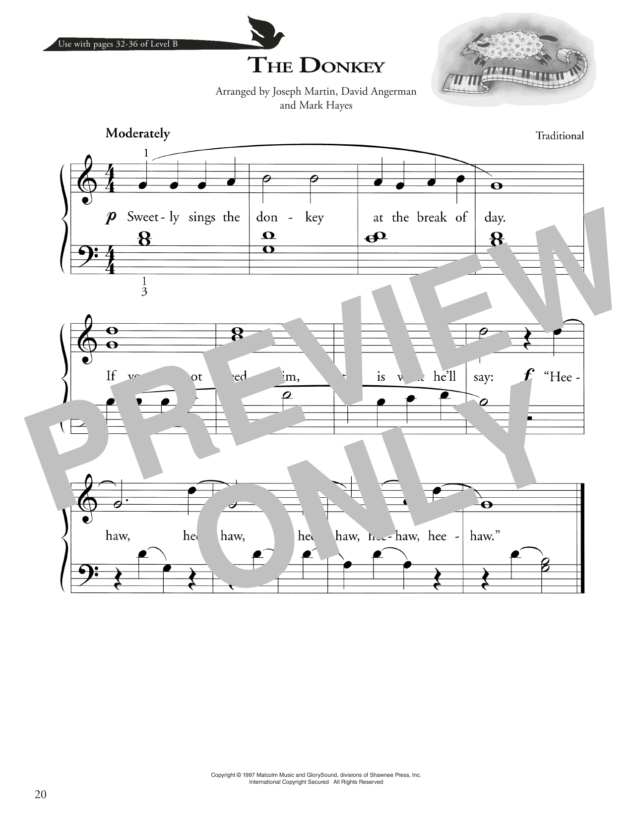 Traditional The Donkey sheet music notes and chords arranged for Piano Method