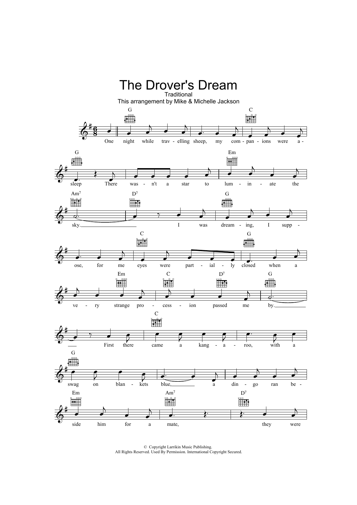 Traditional The Drover's Dream sheet music notes and chords arranged for Lead Sheet / Fake Book