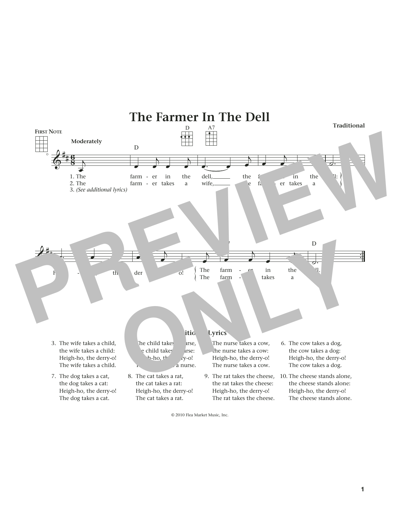 Traditional The Farmer In The Dell (from The Daily Ukulele) (arr. Liz and Jim Beloff) sheet music notes and chords arranged for Ukulele