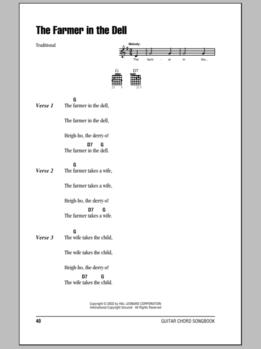 Traditional The Farmer In The Dell sheet music notes and chords arranged for UkeBuddy