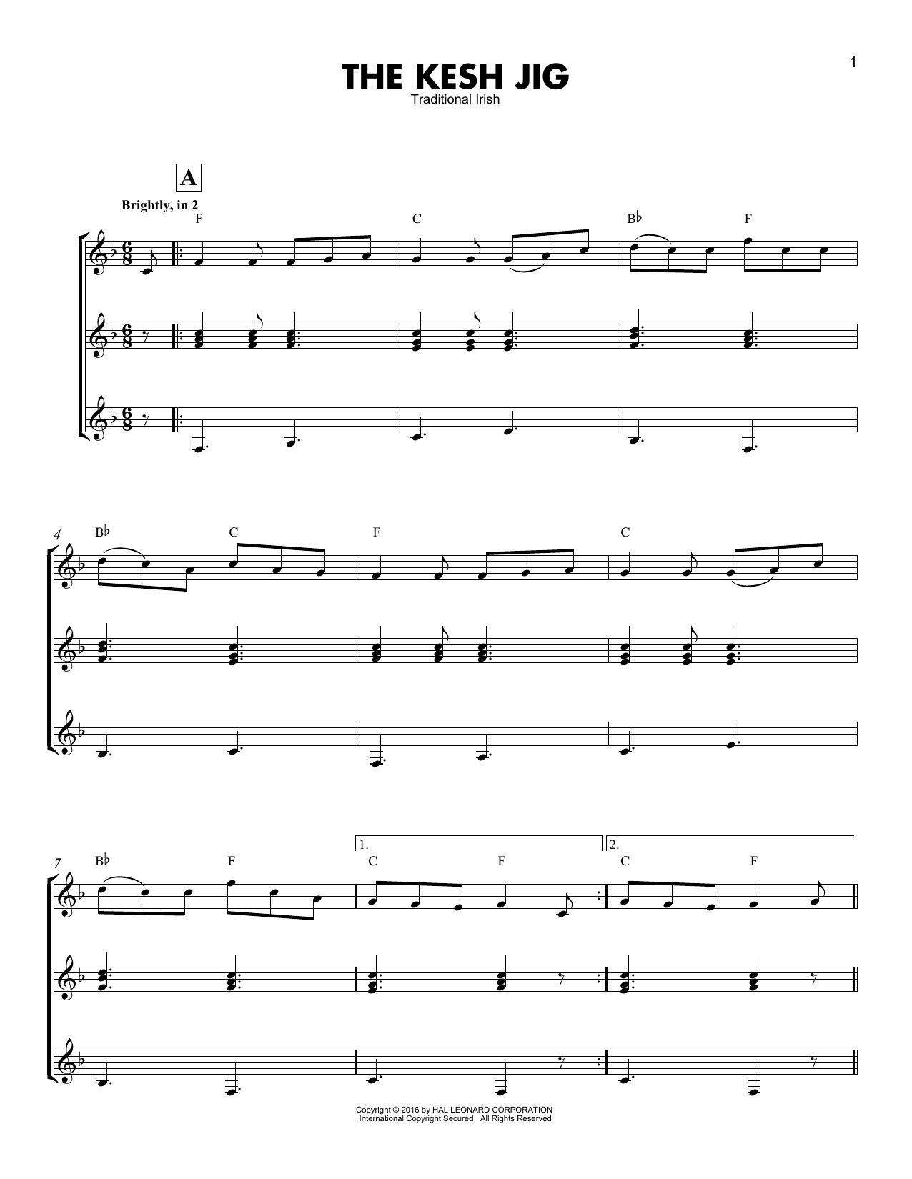 Traditional The Kesh Jig sheet music notes and chords arranged for Guitar Ensemble