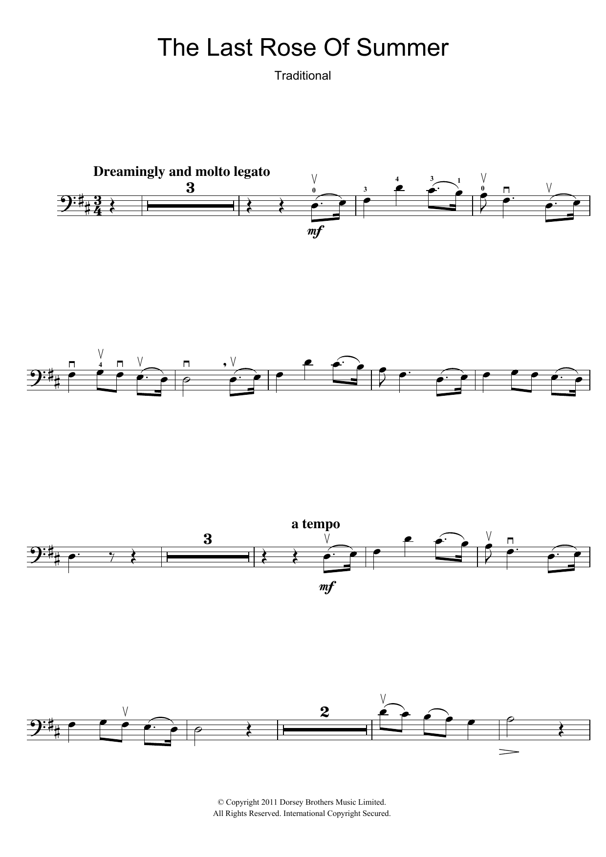 Traditional The Last Rose Of Summer sheet music notes and chords arranged for Violin Solo