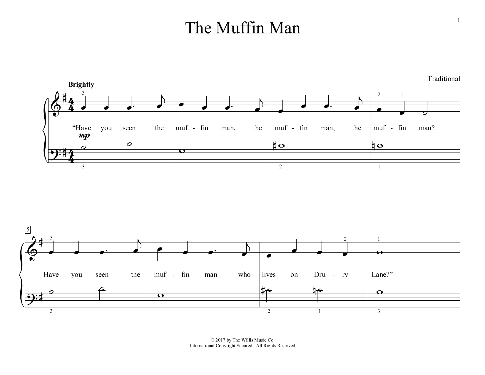 Traditional The Muffin Man (arr. Christopher Hussey) sheet music notes and chords arranged for Educational Piano