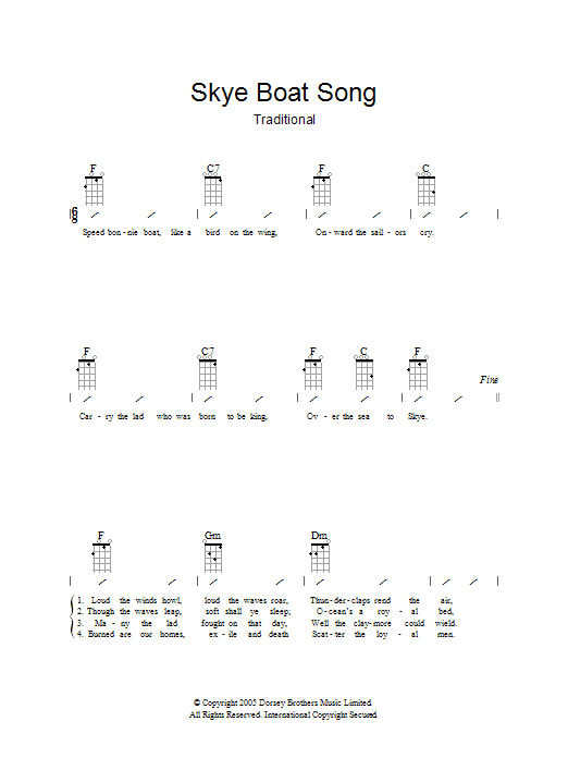 Traditional The Skye Boat Song sheet music notes and chords arranged for Guitar Chords/Lyrics