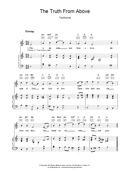 Traditional The Truth From Above sheet music notes and chords arranged for Piano, Vocal & Guitar Chords