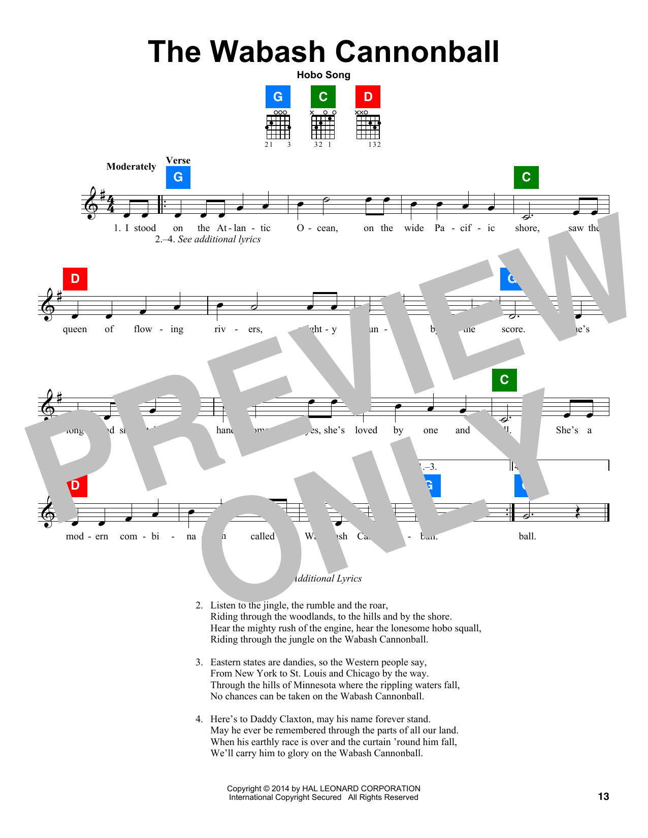 Traditional The Wabash Cannon Ball sheet music notes and chords arranged for ChordBuddy