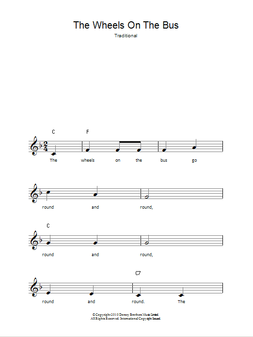 Traditional The Wheels On The Bus sheet music notes and chords arranged for UkeBuddy