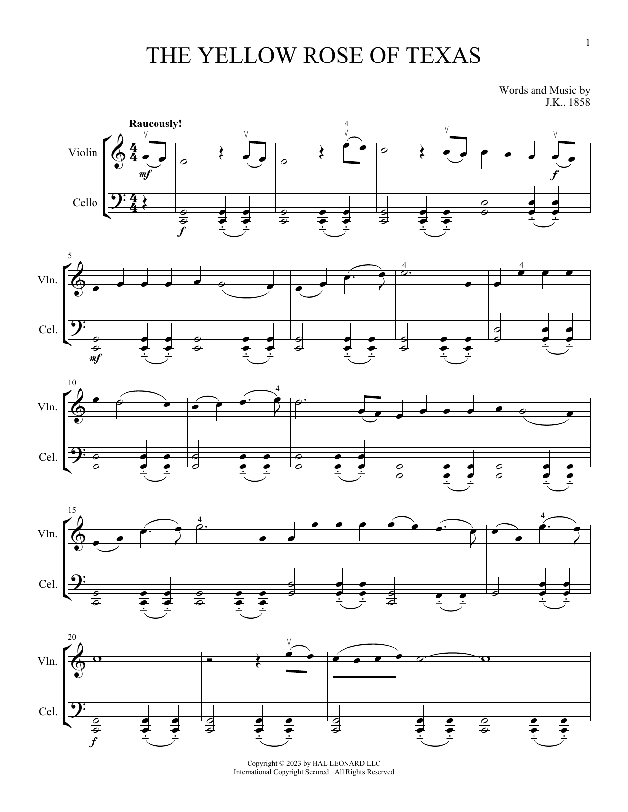 Traditional The Yellow Rose Of Texas (arr. Michelle Hynson) sheet music notes and chords arranged for Instrumental Duet