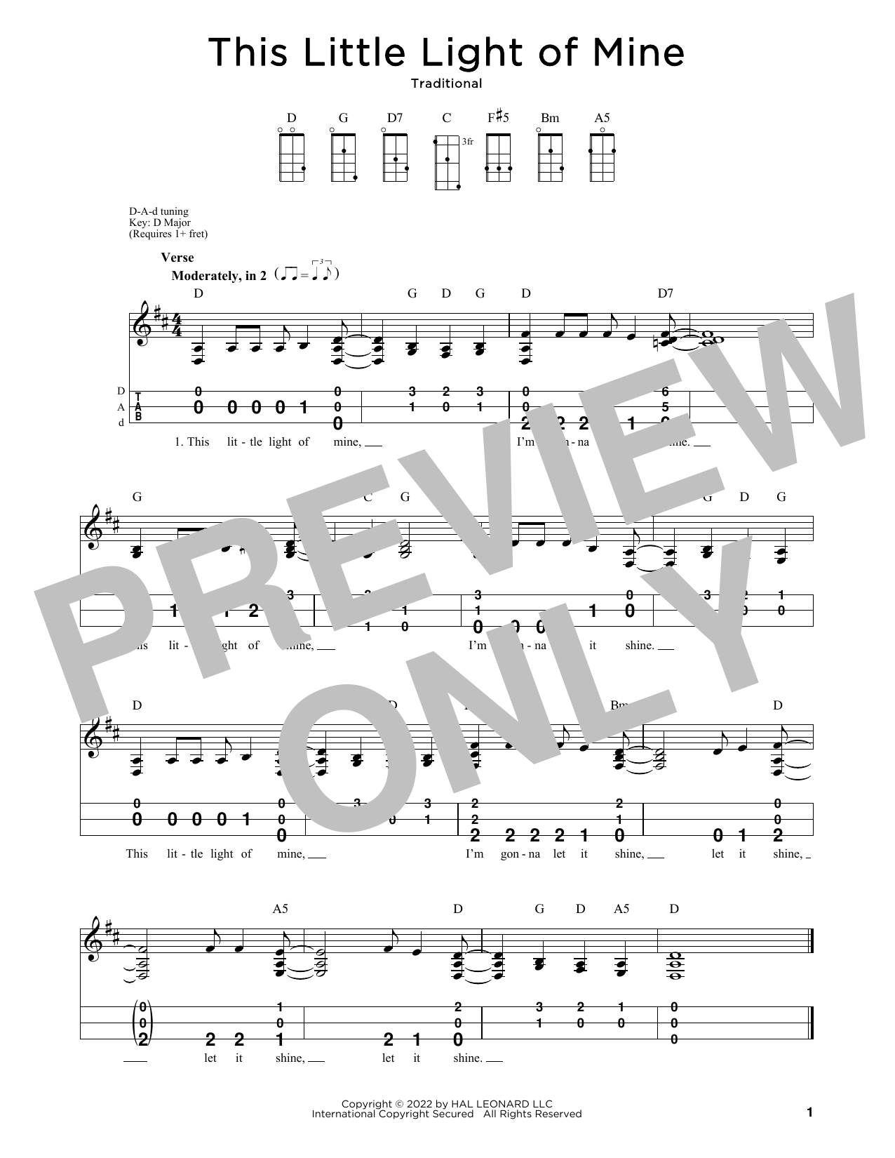 Traditional This Little Light Of Mine (arr. Steven B. Eulberg) sheet music notes and chords arranged for Dulcimer