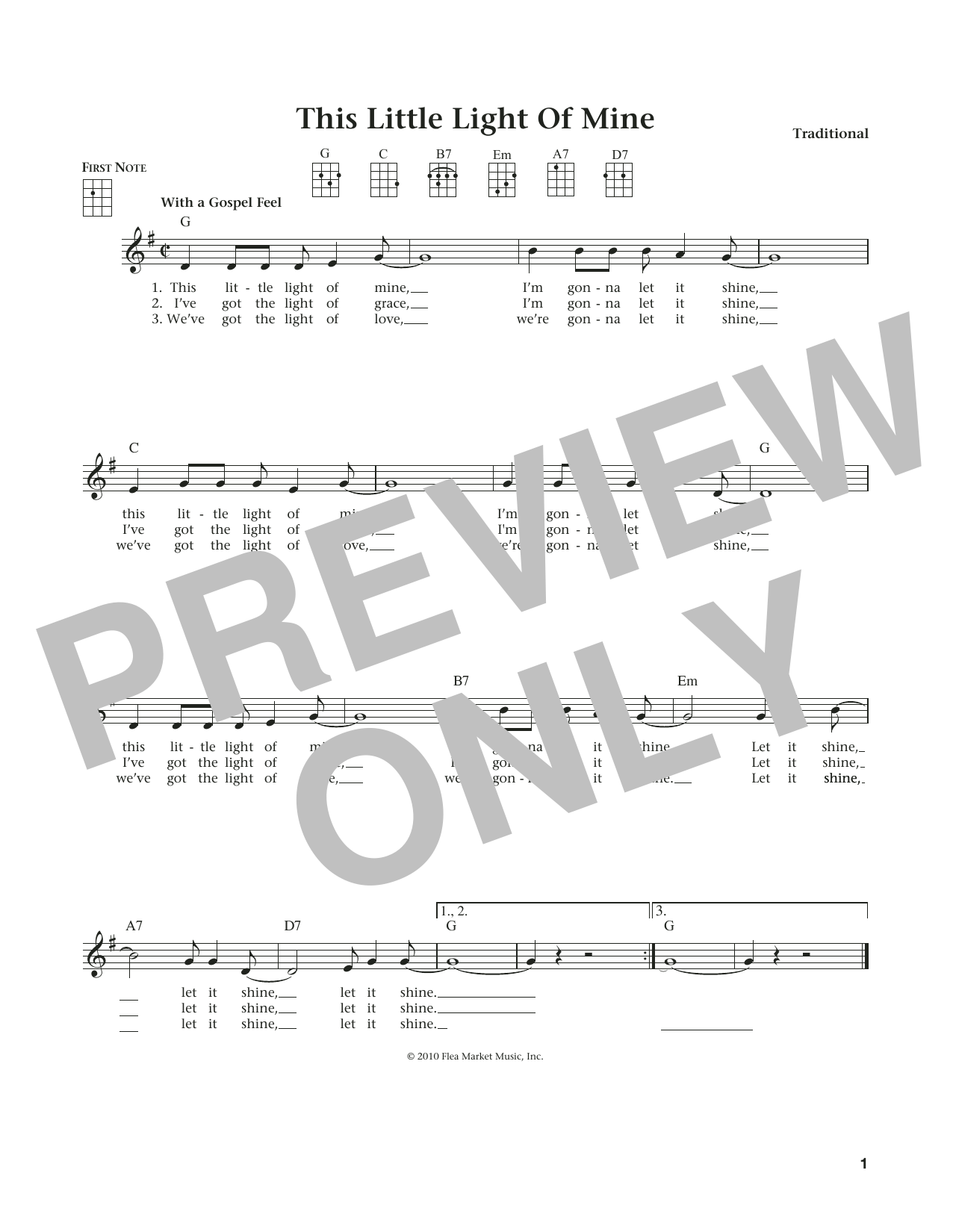Traditional This Little Light Of Mine (from The Daily Ukulele) (arr. Liz and Jim Beloff) sheet music notes and chords arranged for Ukulele