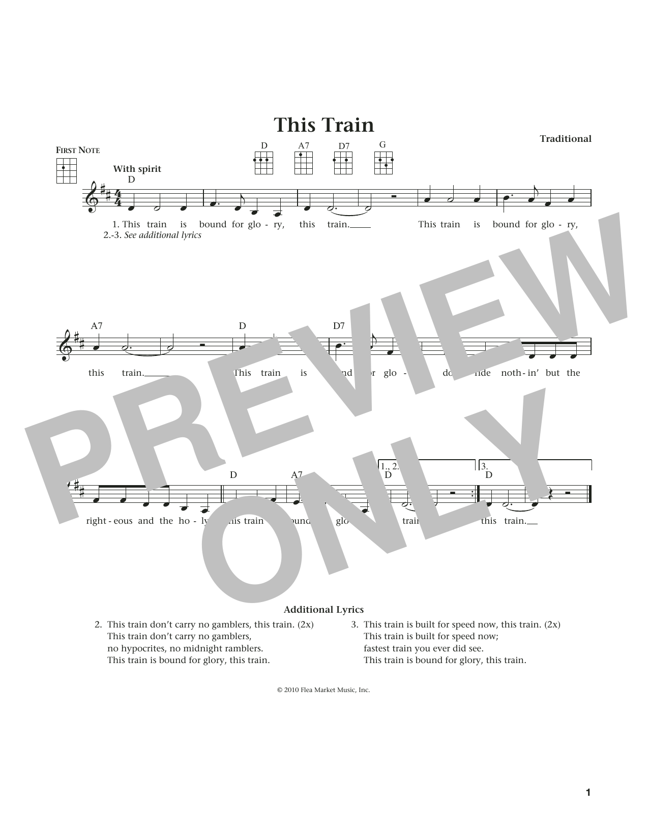 Traditional This Train (from The Daily Ukulele) (arr. Liz and Jim Beloff) sheet music notes and chords arranged for Ukulele