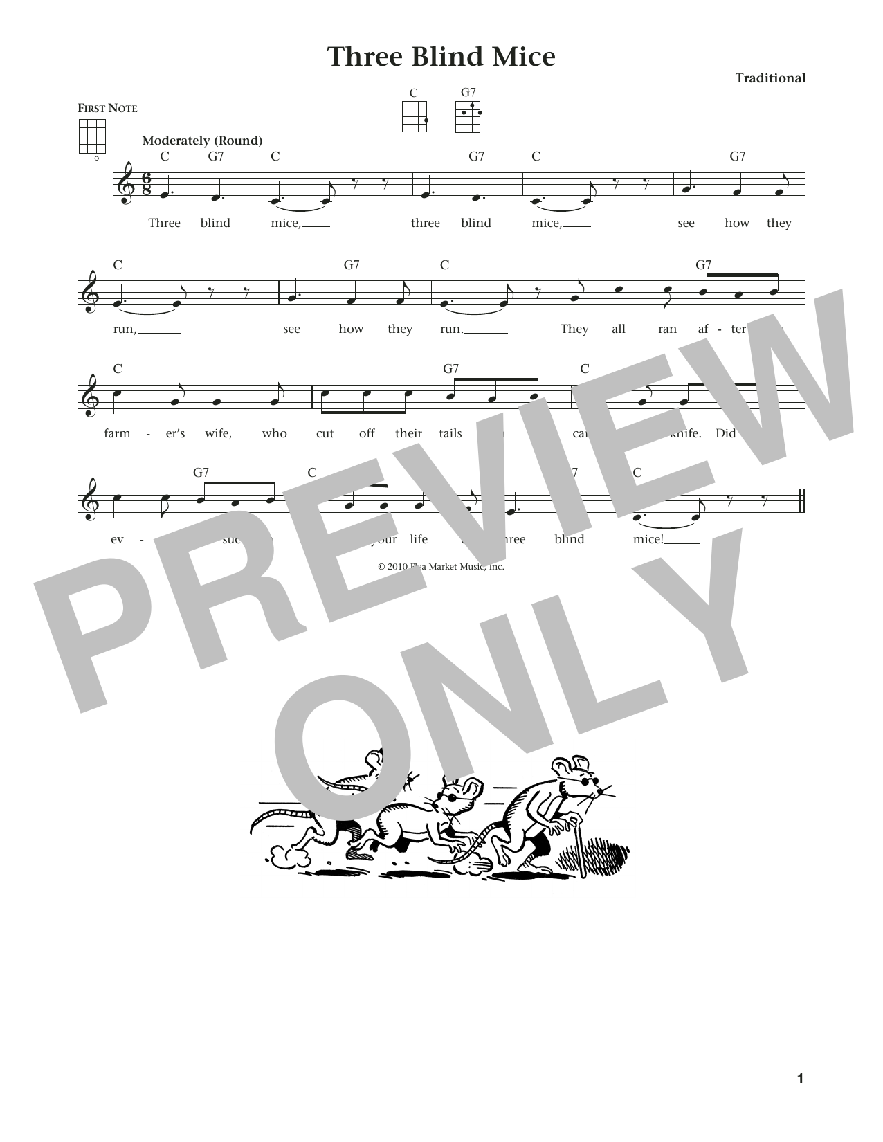 Traditional Three Blind Mice (from The Daily Ukulele) (arr. Liz and Jim Beloff) sheet music notes and chords arranged for Ukulele