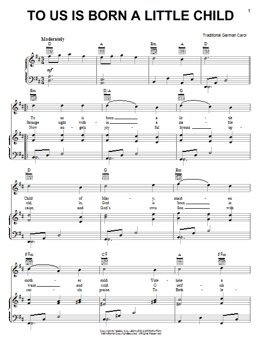 Traditional To Us Is Born A Little Child sheet music notes and chords arranged for Guitar Chords/Lyrics