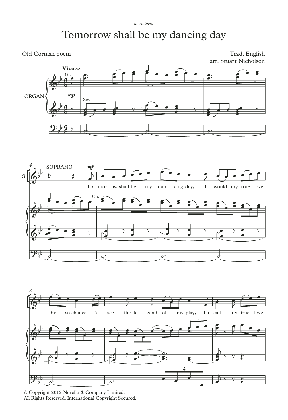 Traditional Tomorrow Shall Be My Dancing Day (arr. Stuart Nicholson) sheet music notes and chords arranged for SATB Choir
