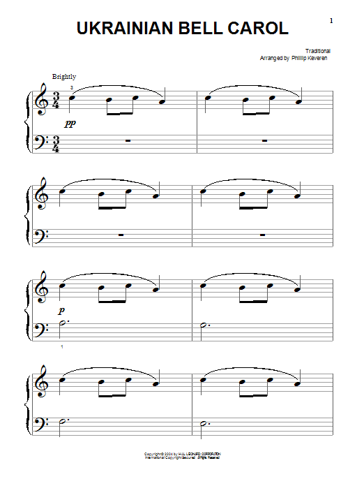 Traditional Ukrainian Bell Carol (arr. Phillip Keveren) sheet music notes and chords arranged for Big Note Piano