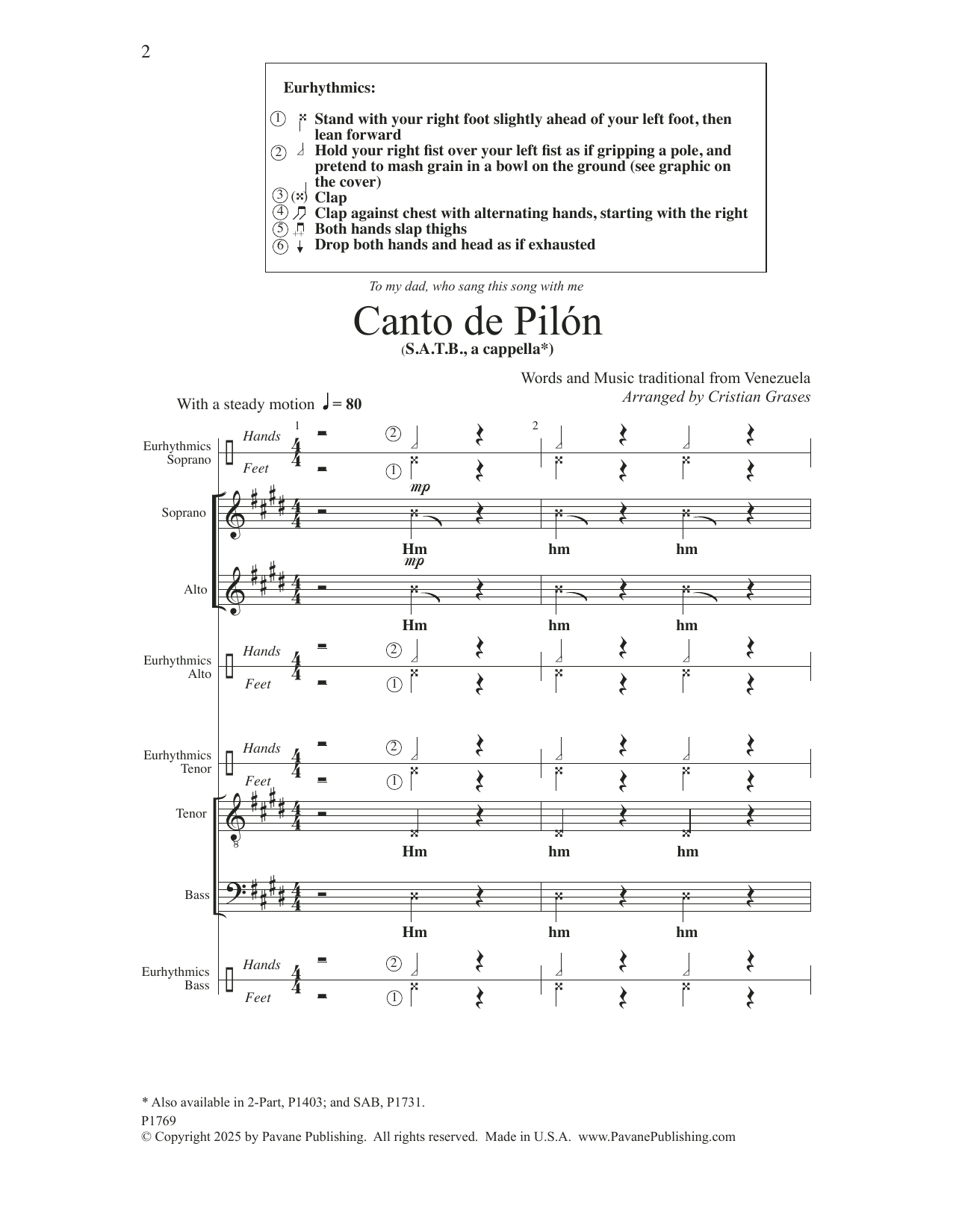Traditional venezuelan song Canto de Pilon (arr. Cristian Grases) sheet music notes and chords arranged for SATB Choir