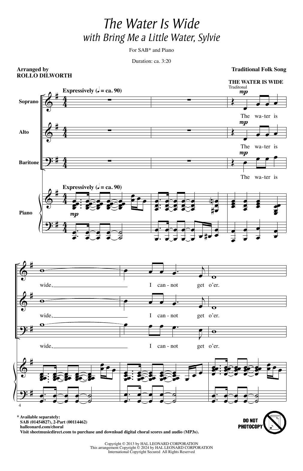 Traditional Water Is Wide (arr. Rollo Dilworth) sheet music notes and chords arranged for SAB Choir