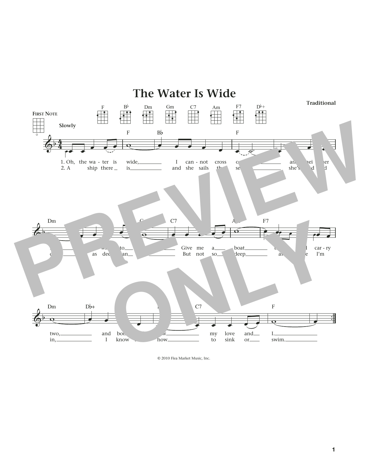 Traditional Water Is Wide (from The Daily Ukulele) (arr. Liz and Jim Beloff) sheet music notes and chords arranged for Ukulele