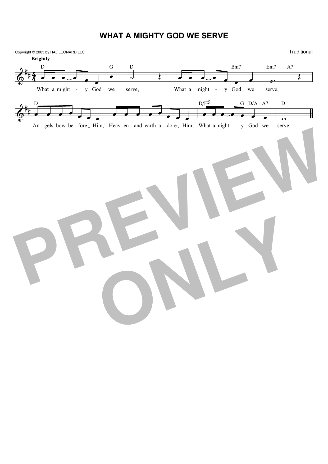 Traditional What A Mighty God We Serve sheet music notes and chords arranged for Lead Sheet / Fake Book