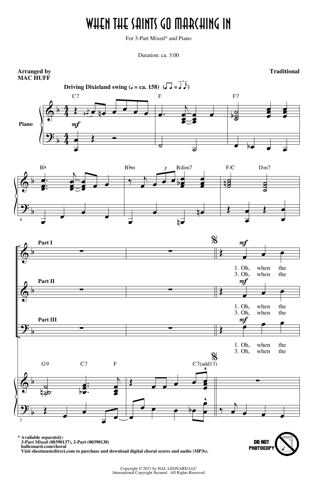 Traditional When The Saints Go Marching In (arr. Mac Huff) sheet music notes and chords arranged for 3-Part Mixed Choir