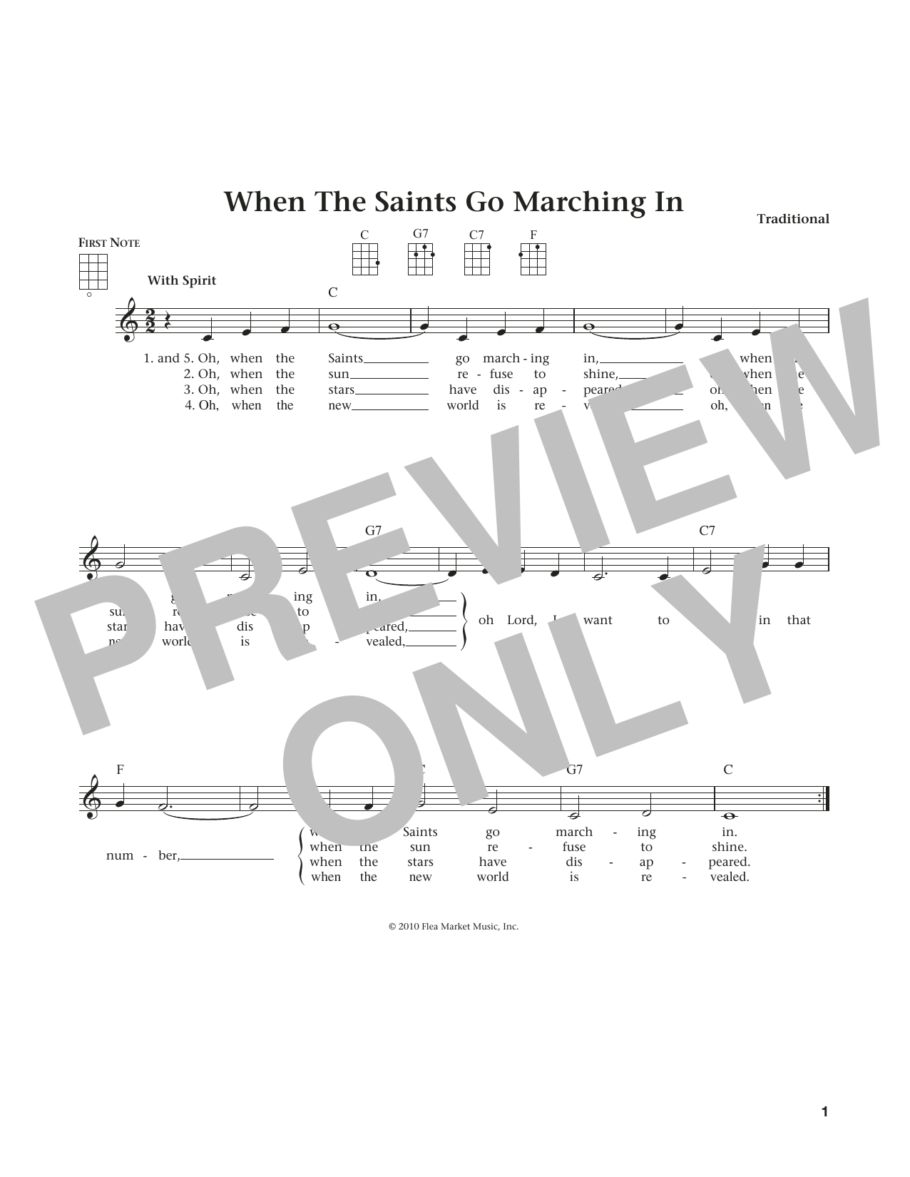 Traditional When The Saints Go Marching In (from The Daily Ukulele) (arr. Liz and Jim Beloff) sheet music notes and chords arranged for Ukulele