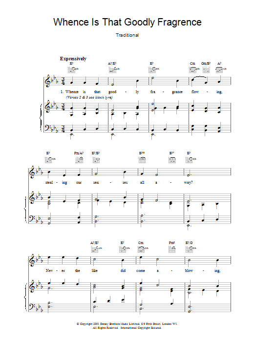 Traditional Whence Is That Goodly Fragrance sheet music notes and chords arranged for Piano, Vocal & Guitar Chords