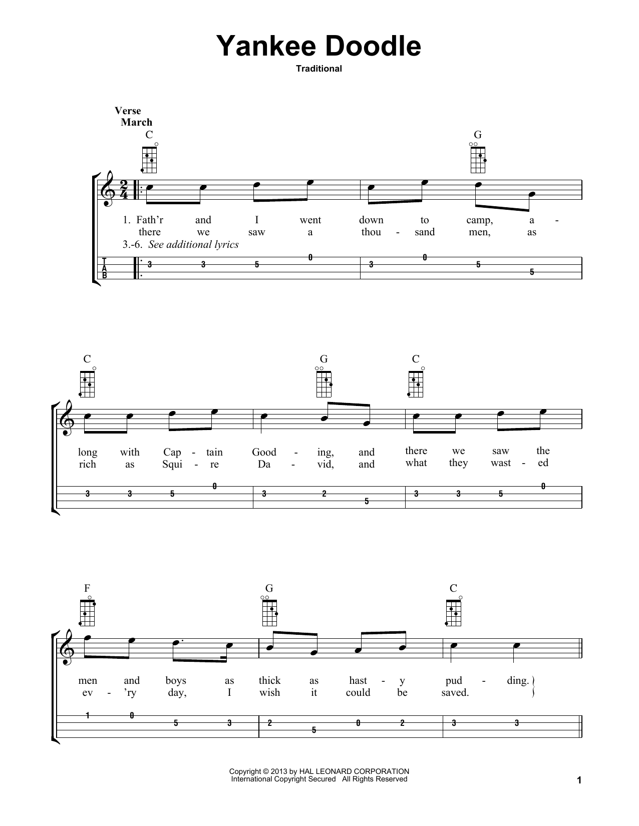Traditional Yankee Doodle (arr. Bobby Westfall) sheet music notes and chords arranged for Mandolin