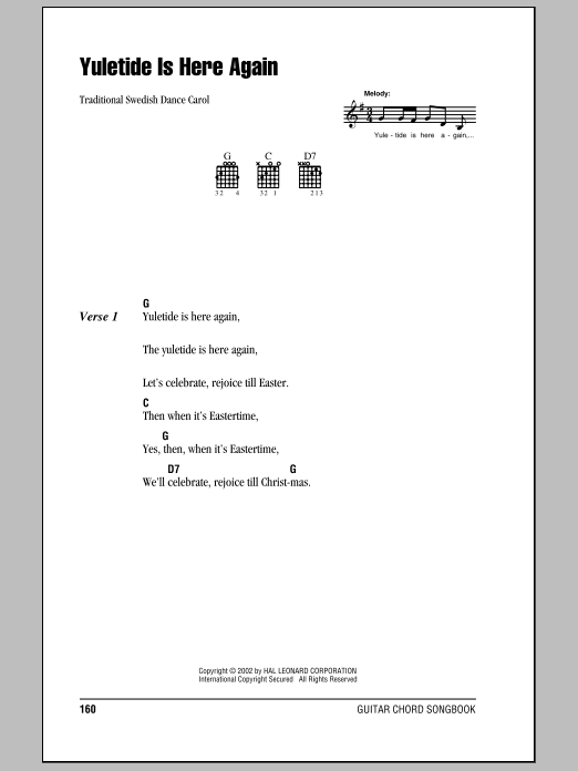Traditional Yuletide Is Here Again sheet music notes and chords arranged for Guitar Chords/Lyrics