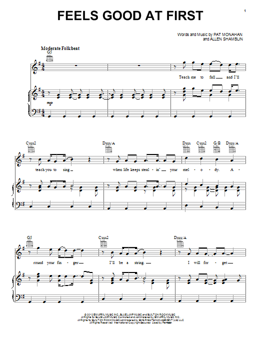 Train Feels Good At First sheet music notes and chords arranged for Piano, Vocal & Guitar Chords (Right-Hand Melody)