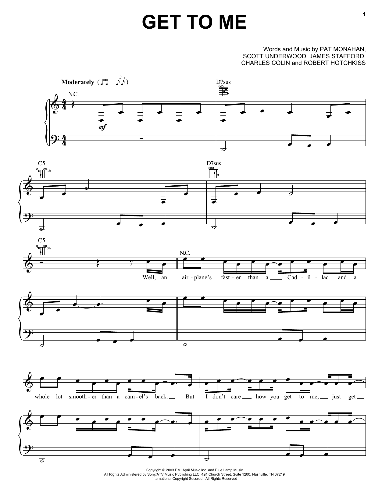 Train Get To Me sheet music notes and chords arranged for Piano, Vocal & Guitar Chords (Right-Hand Melody)