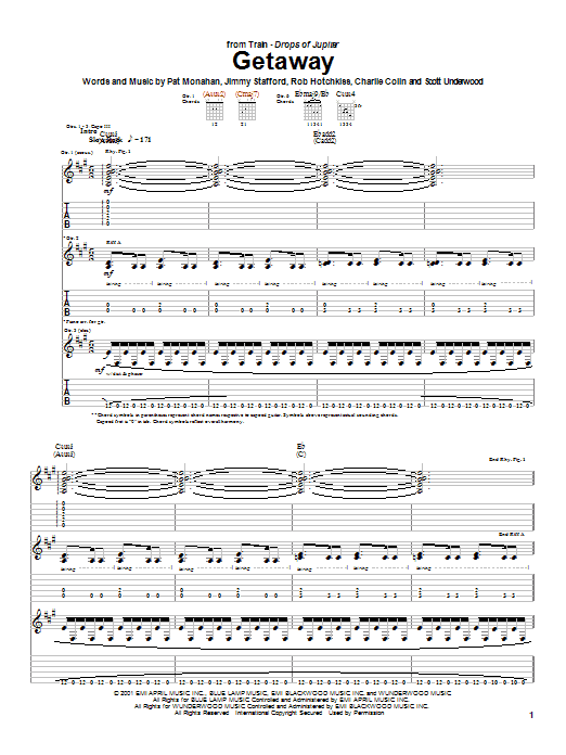 Train Getaway sheet music notes and chords arranged for Guitar Tab