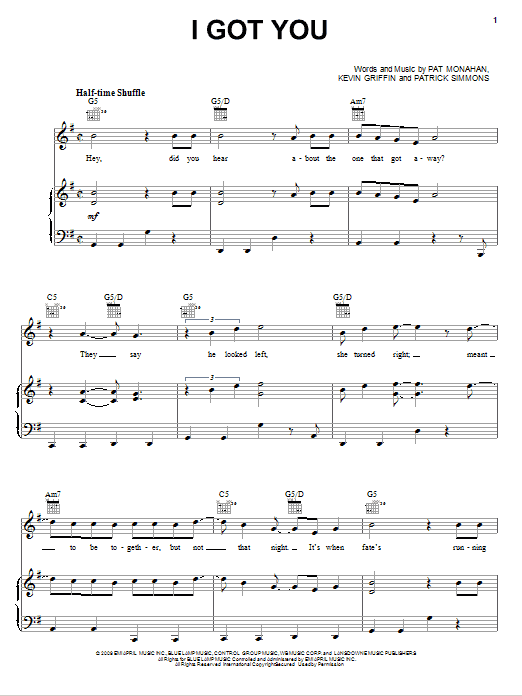 Train I Got You sheet music notes and chords arranged for Piano, Vocal & Guitar Chords (Right-Hand Melody)