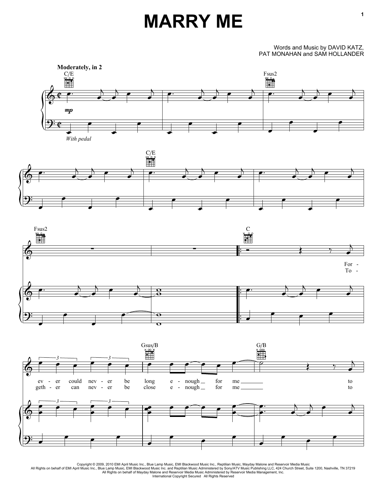 Train Marry Me sheet music notes and chords arranged for Guitar Tab