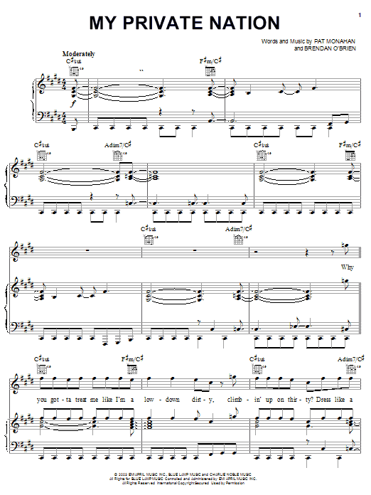 Train My Private Nation sheet music notes and chords arranged for Guitar Tab