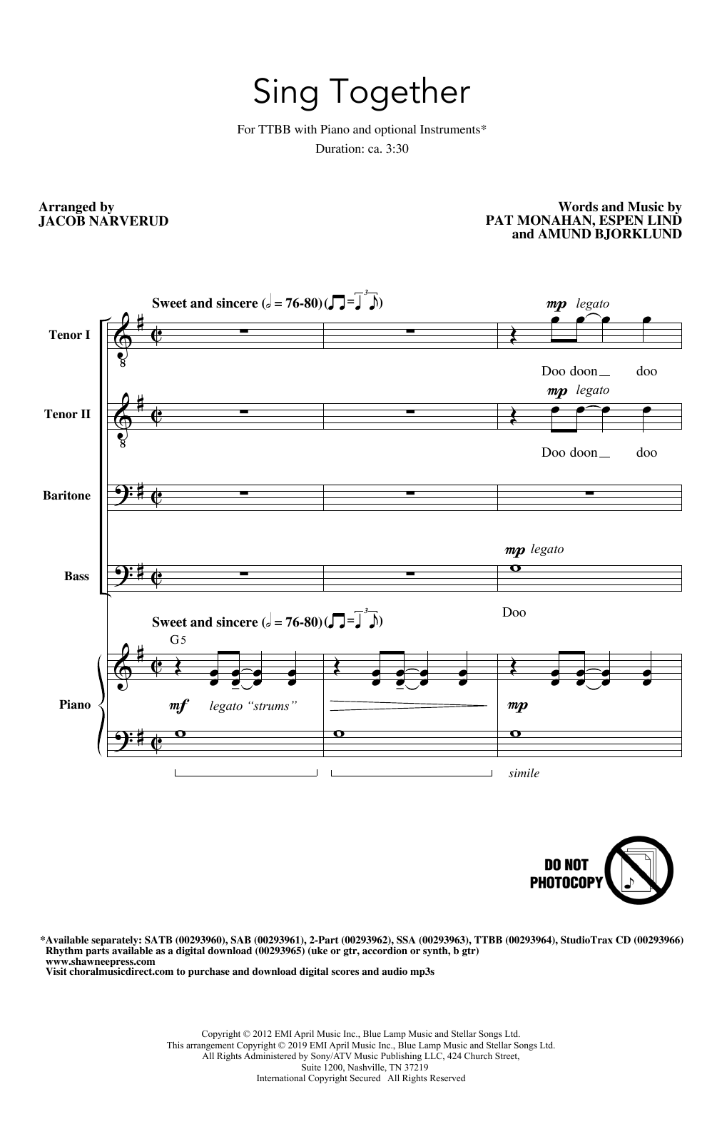 Train Sing Together (arr. Jacob Narverud) sheet music notes and chords arranged for TTBB Choir