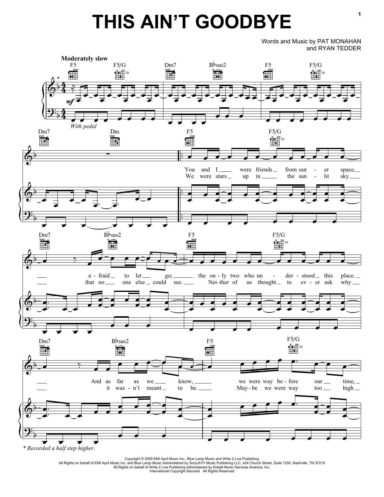 Train This Ain't Goodbye sheet music notes and chords arranged for Piano, Vocal & Guitar Chords (Right-Hand Melody)