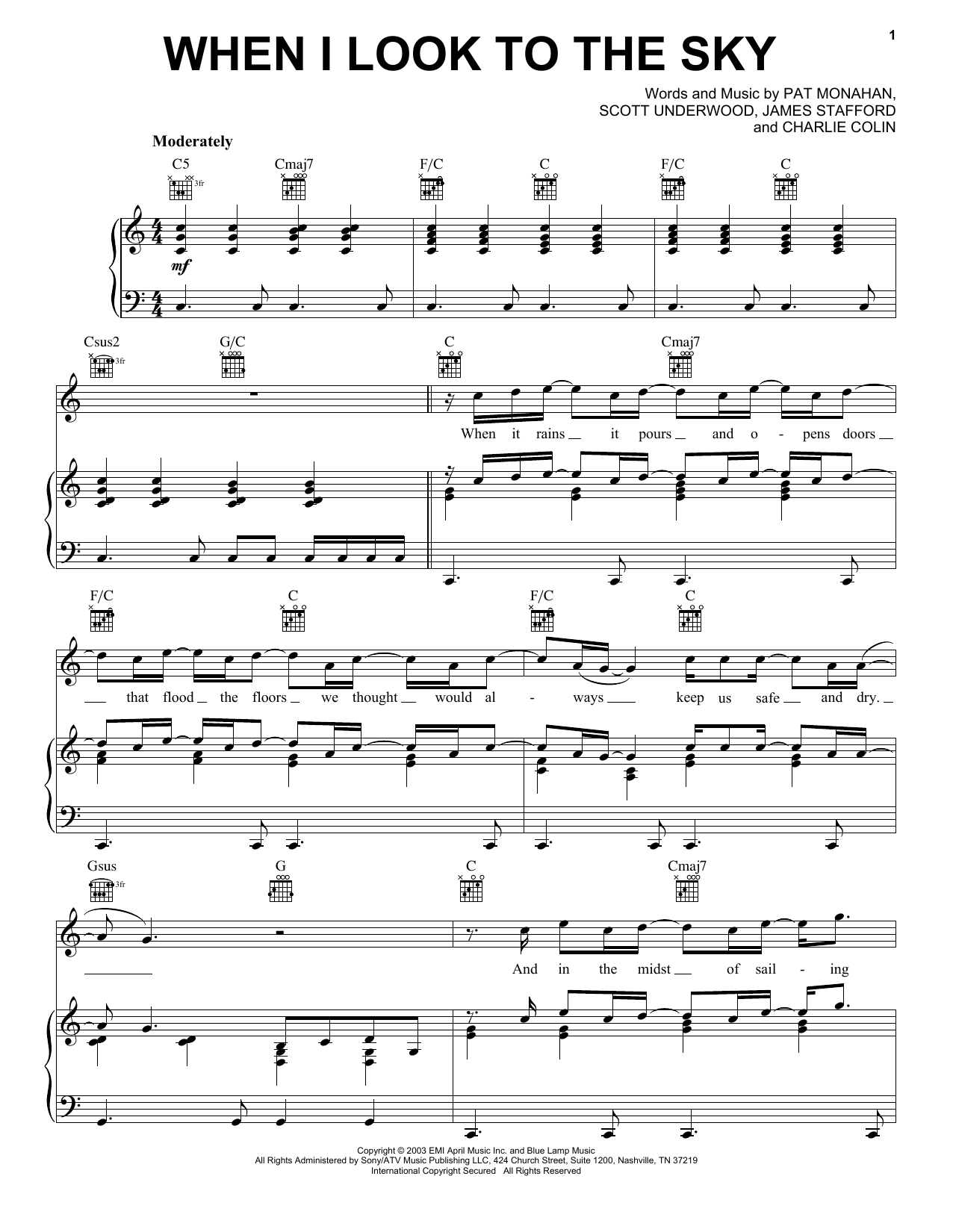 Train When I Look To The Sky sheet music notes and chords arranged for Piano, Vocal & Guitar Chords (Right-Hand Melody)