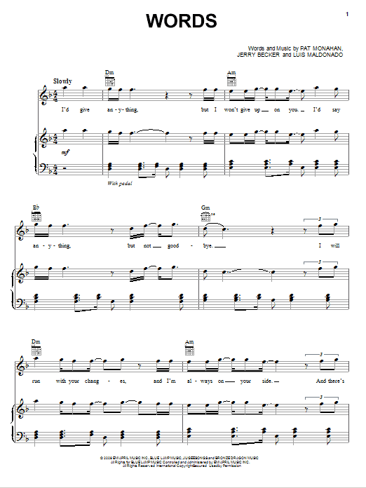 Train Words sheet music notes and chords arranged for Piano, Vocal & Guitar Chords (Right-Hand Melody)