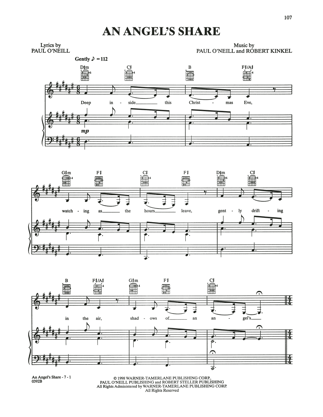 Trans-Siberian Orchestra An Angel's Share sheet music notes and chords arranged for Piano, Vocal & Guitar Chords (Right-Hand Melody)