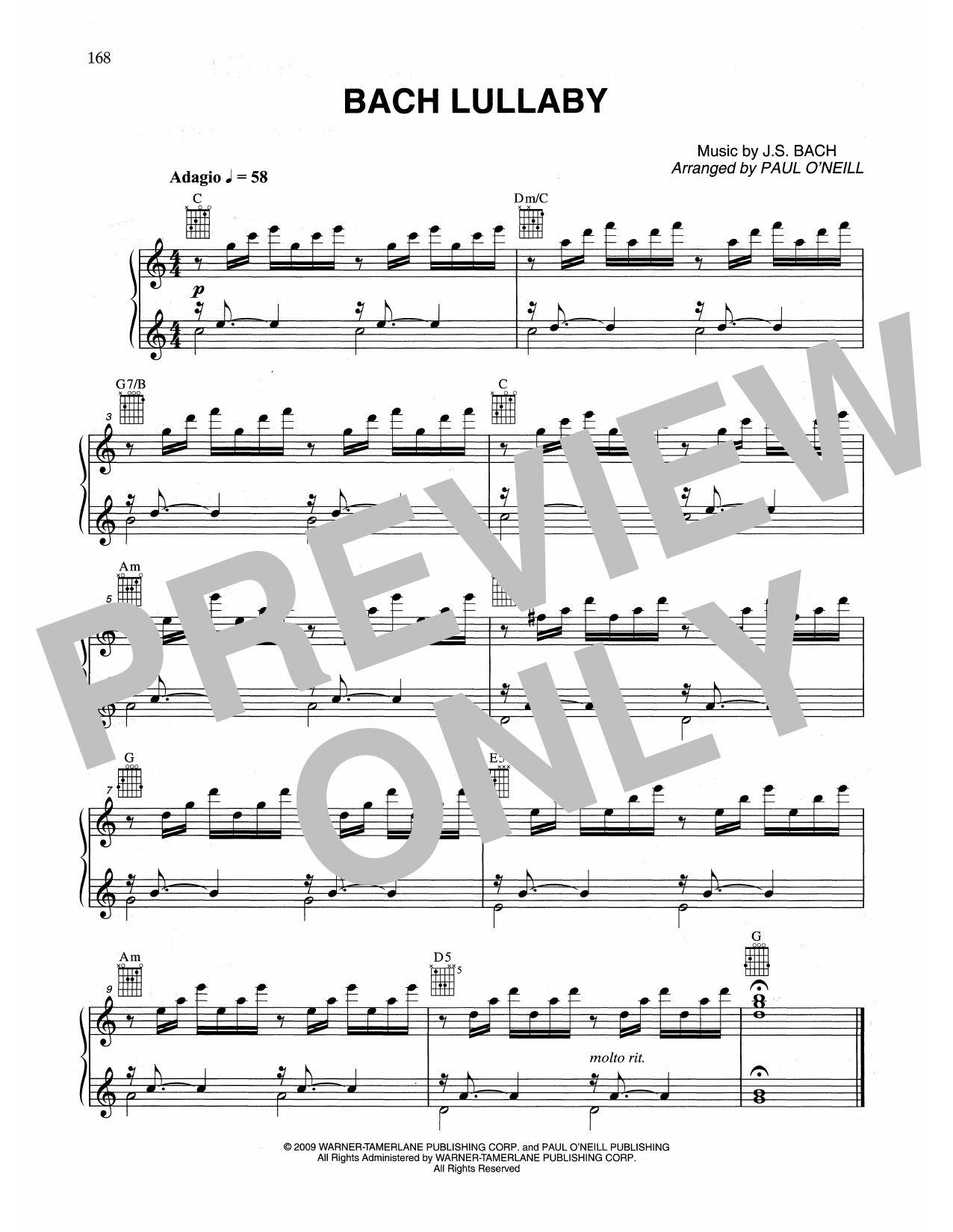 Trans-Siberian Orchestra Bach Lullaby sheet music notes and chords arranged for Piano Solo