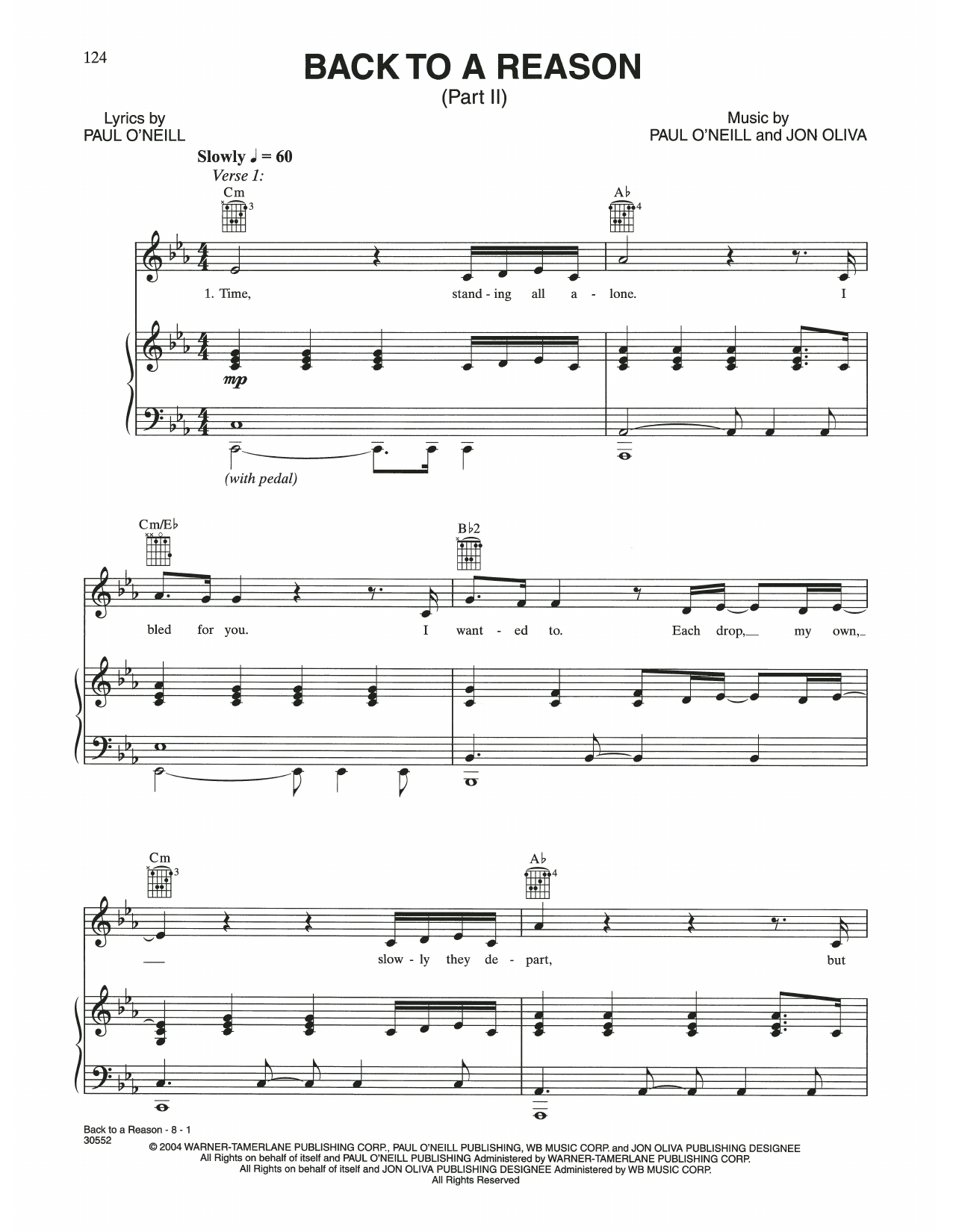 Trans-Siberian Orchestra Back To A Reason sheet music notes and chords arranged for Piano, Vocal & Guitar Chords (Right-Hand Melody)
