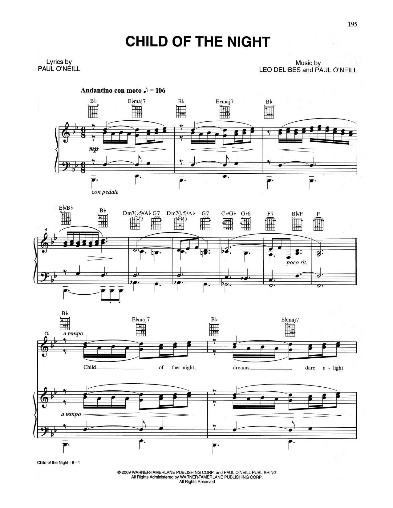 Trans-Siberian Orchestra Child Of The Night sheet music notes and chords arranged for Piano, Vocal & Guitar Chords (Right-Hand Melody)