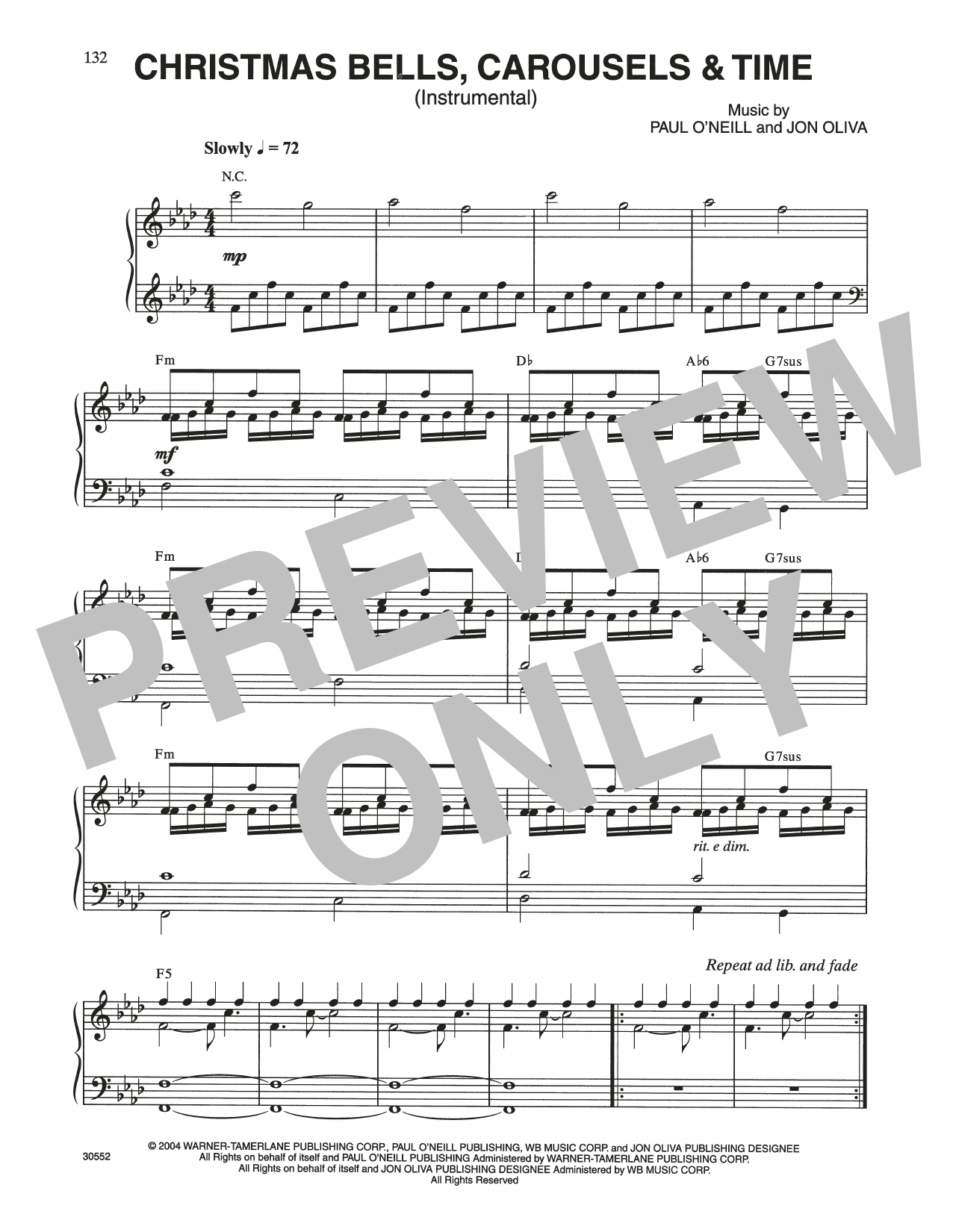 Trans-Siberian Orchestra Christmas Bells, Carousels & Time sheet music notes and chords arranged for Piano Solo