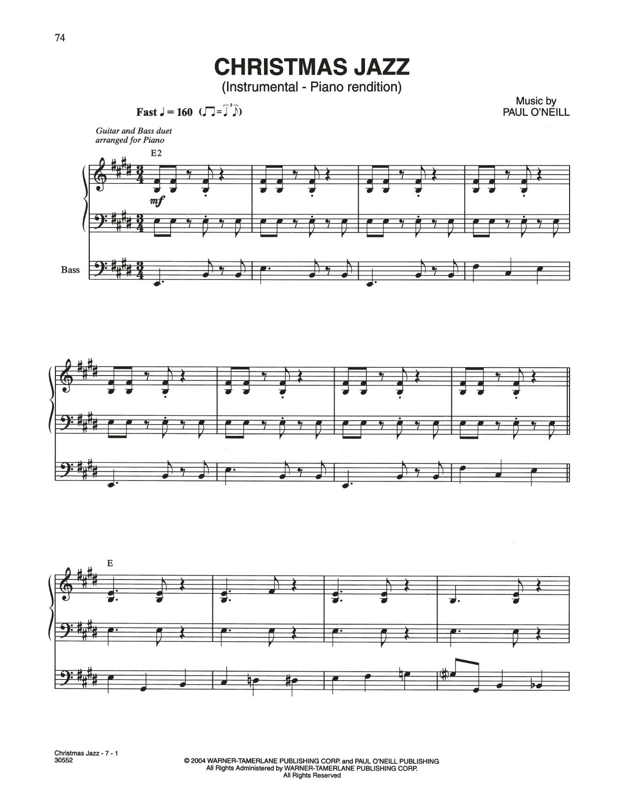 Trans-Siberian Orchestra Christmas Jazz sheet music notes and chords arranged for Guitar Tab