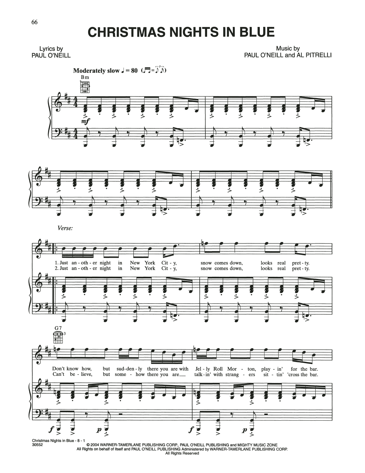 Trans-Siberian Orchestra Christmas Nights In Blue sheet music notes and chords arranged for Piano, Vocal & Guitar Chords (Right-Hand Melody)