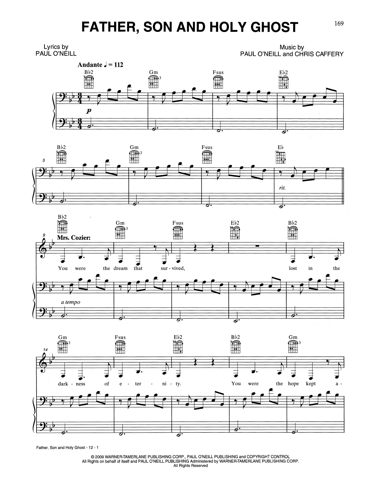 Trans-Siberian Orchestra Father, Son And Holy Ghost sheet music notes and chords arranged for Piano, Vocal & Guitar Chords (Right-Hand Melody)