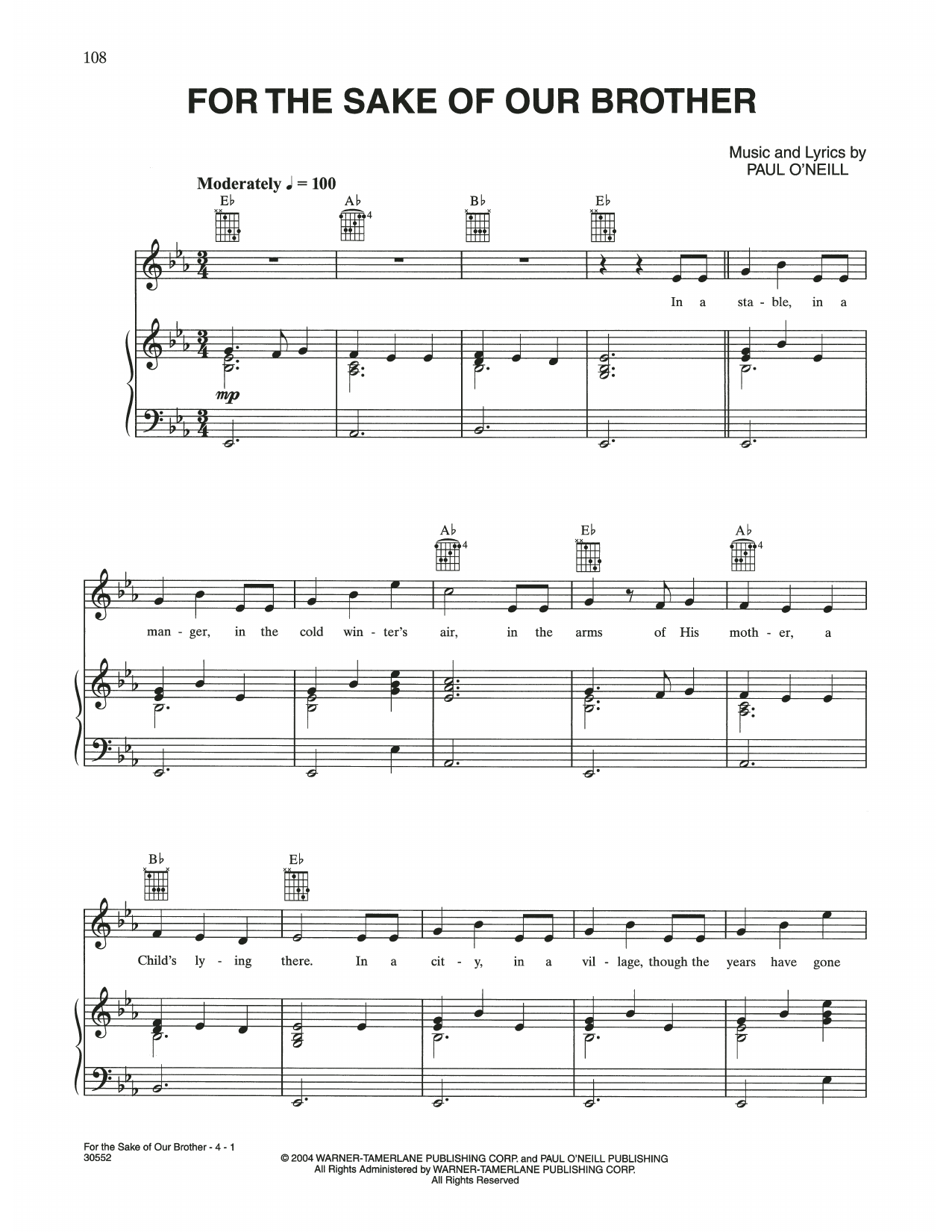 Trans-Siberian Orchestra For The Sake Of Our Brother sheet music notes and chords arranged for Piano, Vocal & Guitar Chords (Right-Hand Melody)